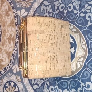 Small wood and gold accent purse